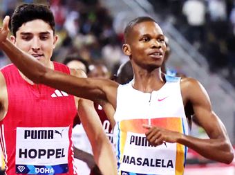 Tshepiso Masalela wins ahead of Bryce Hoppel
